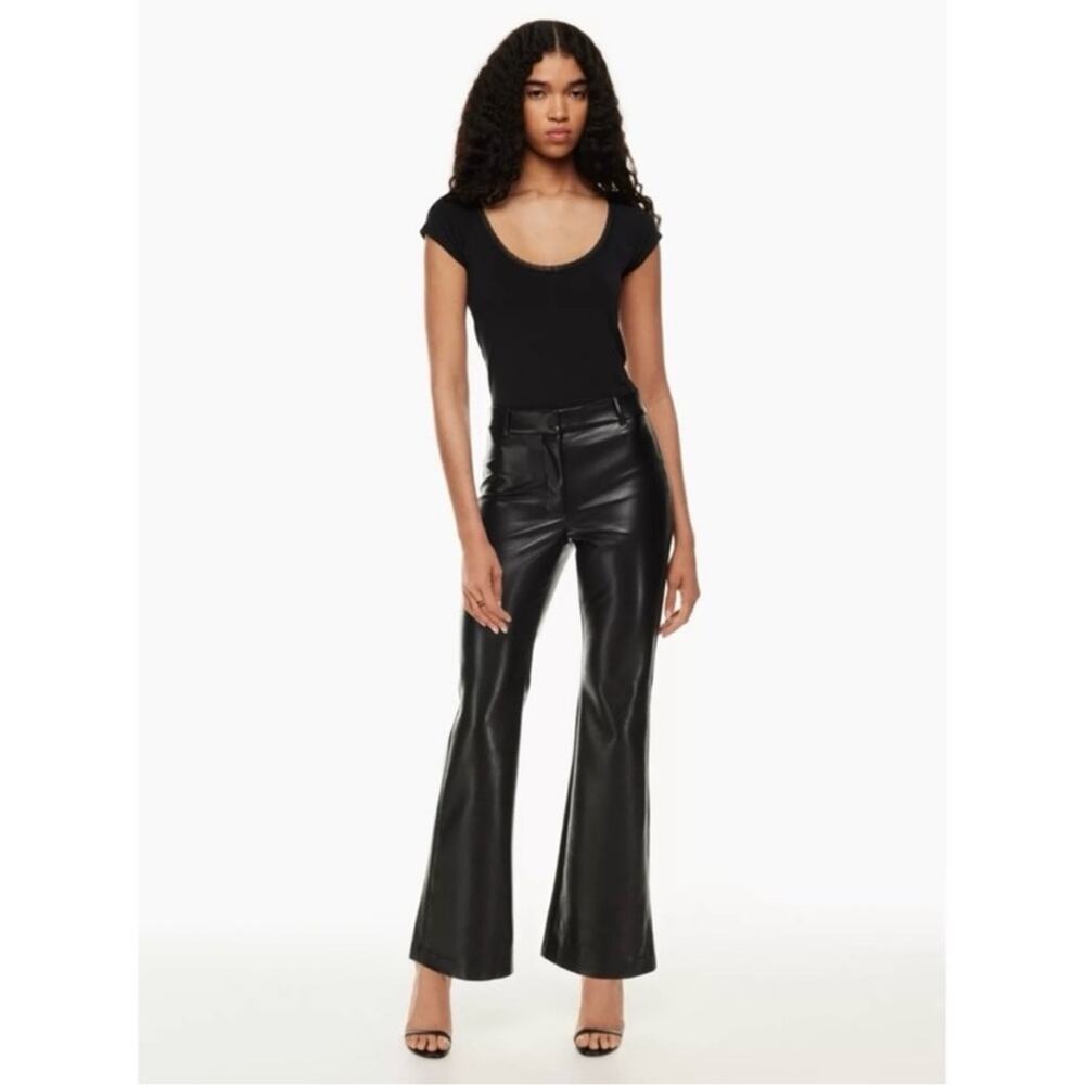 Wilfred Aritzia Black Faux Leather Cabaret Flare Pants